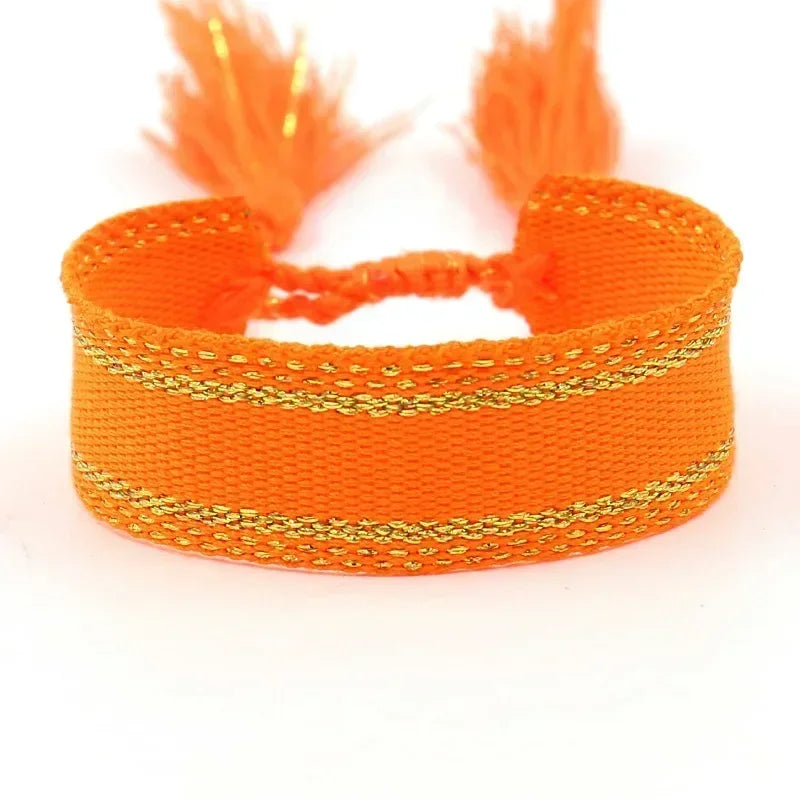 Ethnic Personality Braided Fabric Bracelet for Women Bohemian Adjustable Bracelet Handmade Wrist Bracelet Tassel Fashion Jewelry