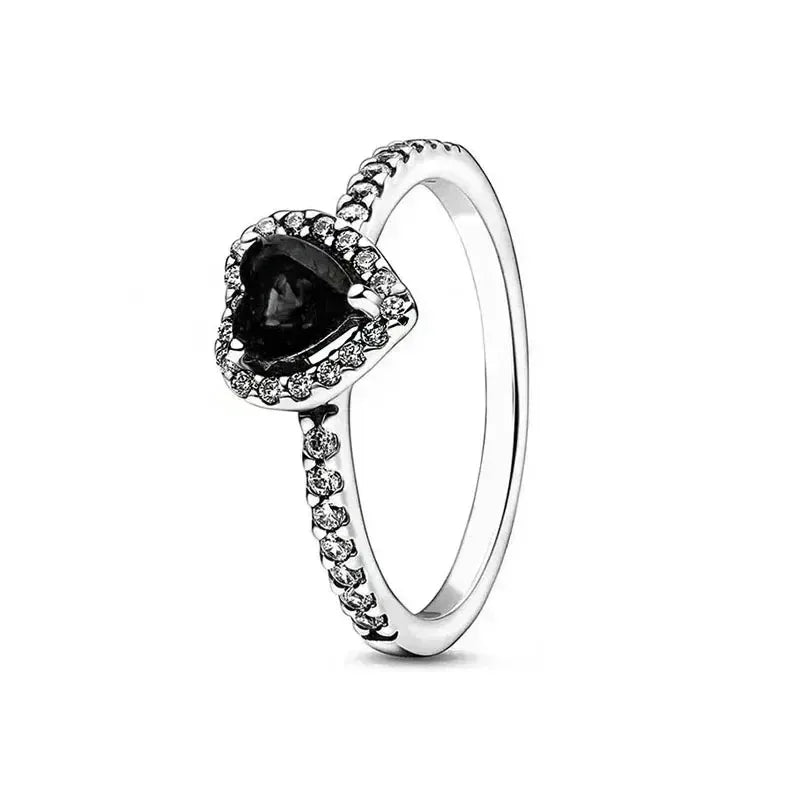 Hot selling 925 sterling silver ring, exquisite luxury, adjustable charm, square circular heart-shaped ring women's jewelry gift