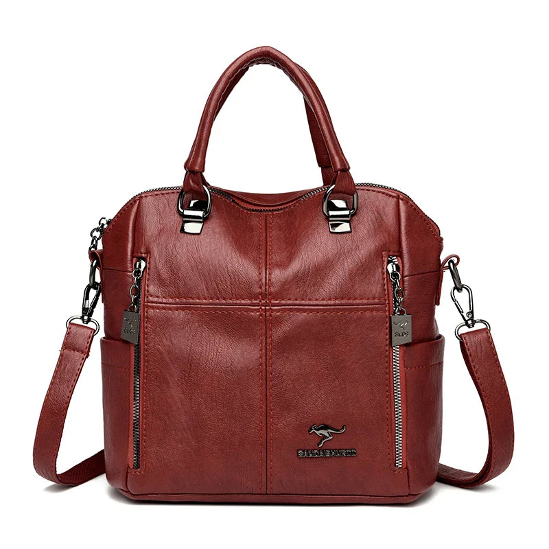 Hot Sale High Quality Leather Backpack Women Shoulder Bags Multifunction Travel Backpack School Bags for Girls Bagpack Mochila