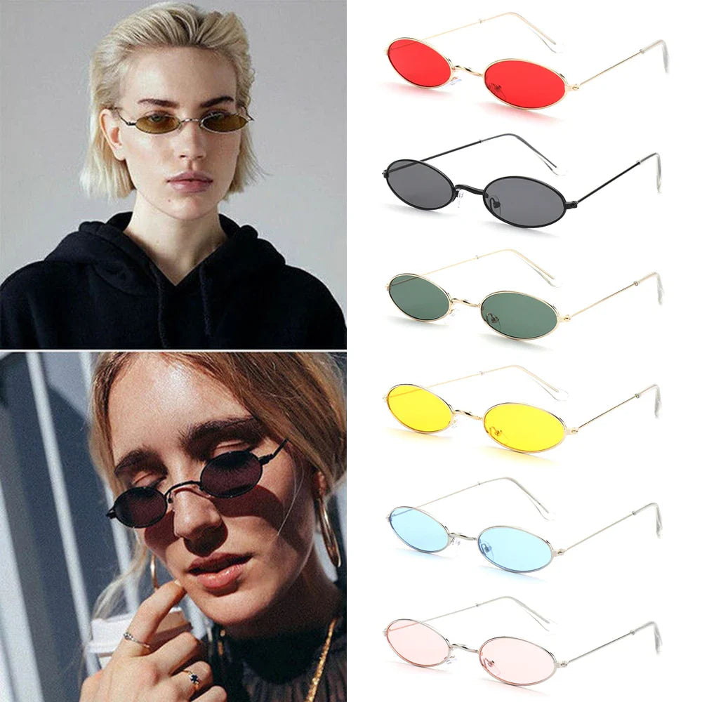 Summer Retro Small Oval Sunglasses Ladies Vintage Shades Cat Eye Sun Glasses Men Women Rectangular Eyeglasses Protection 400UV