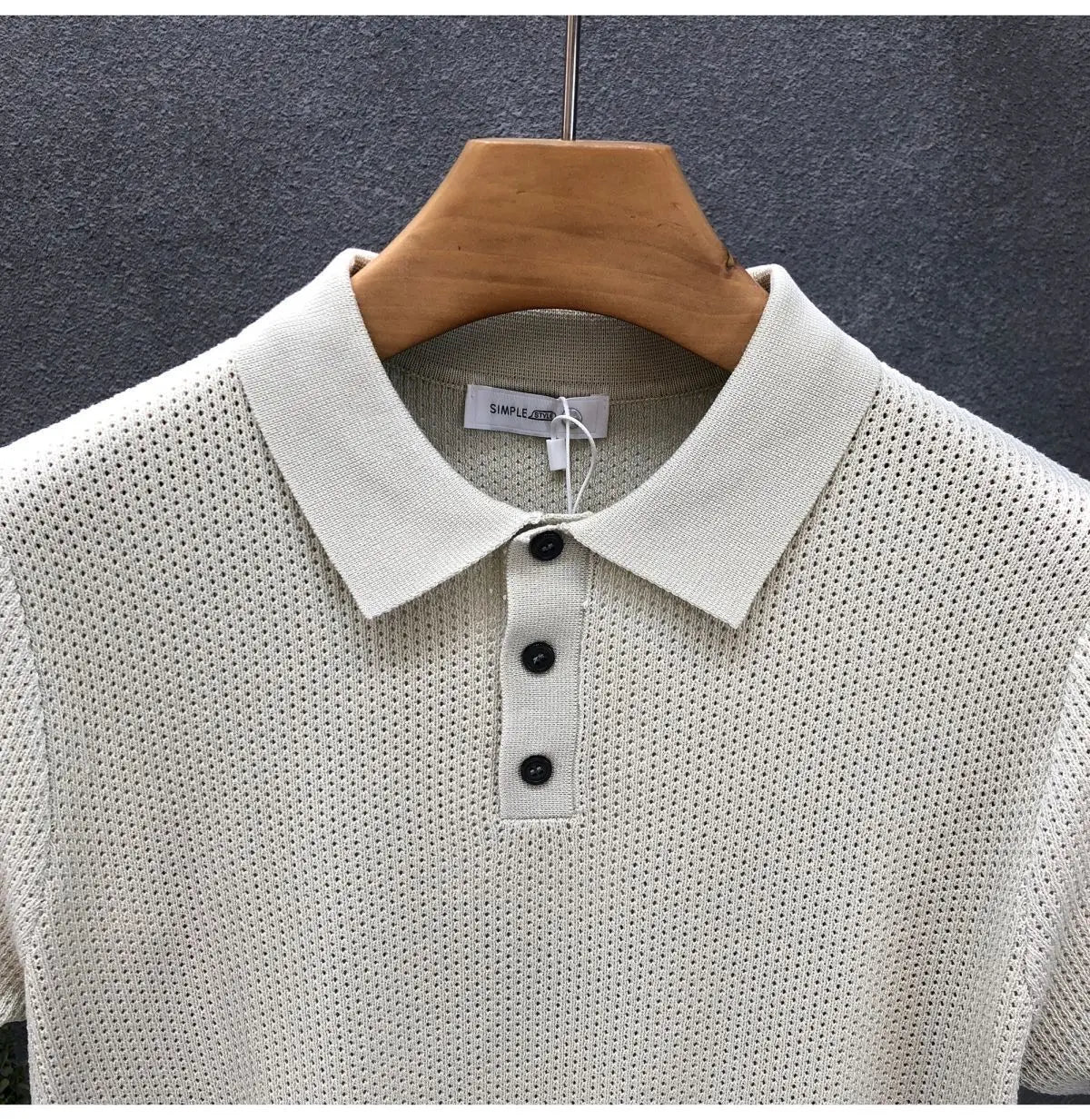 Turn Collar Knit Polo Shirt Short Sleeve Mens Sweater Top