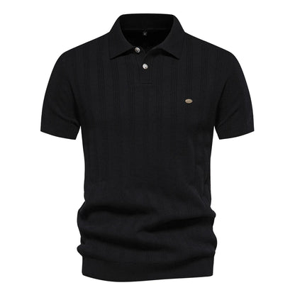 2024 New Summer Ribbed Knit Polo Shirt for Men Breathable and Cool Brand Quality Mens Textured Polo Shirts