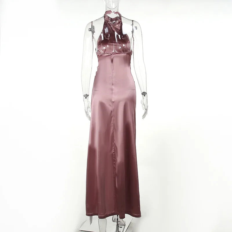 Womens Elegant Long Formal Evening Cocktail Party Dress Sexy High Split Ruched Bodycon Wedding Guest Bridemaid Maxi Dress