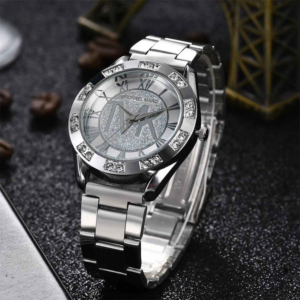 Women Watches Diamond Unisex Quartz Wristwatch For TVK Logo Fashion Stainless Steel Bracelet Gold Men Trendy Clock Watches