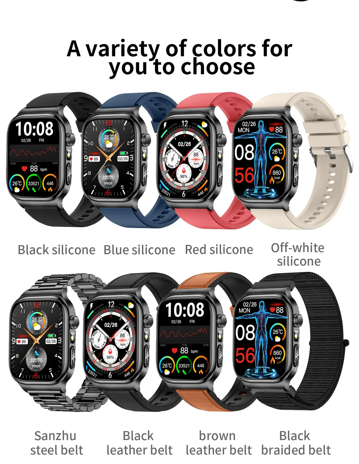 2025 New Five organ examination Health Care Smart Watch Men ECG+PPG Uric Acid Blood Fat Bluetooth Call Sports tracker Smartwatch