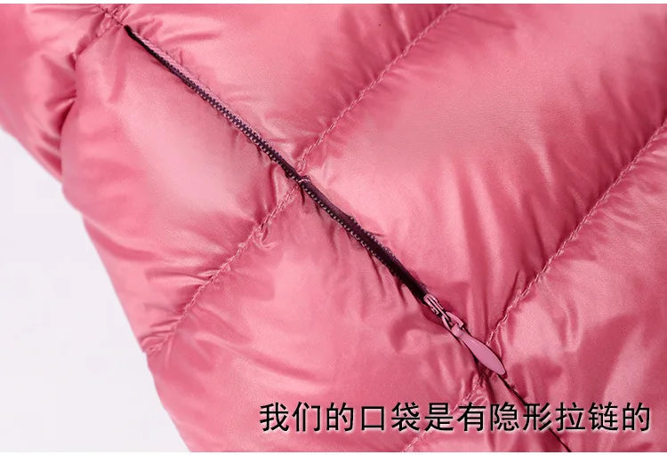 Winter Women Down Jackets Long White Duck Down Ultra Light Thin Casual