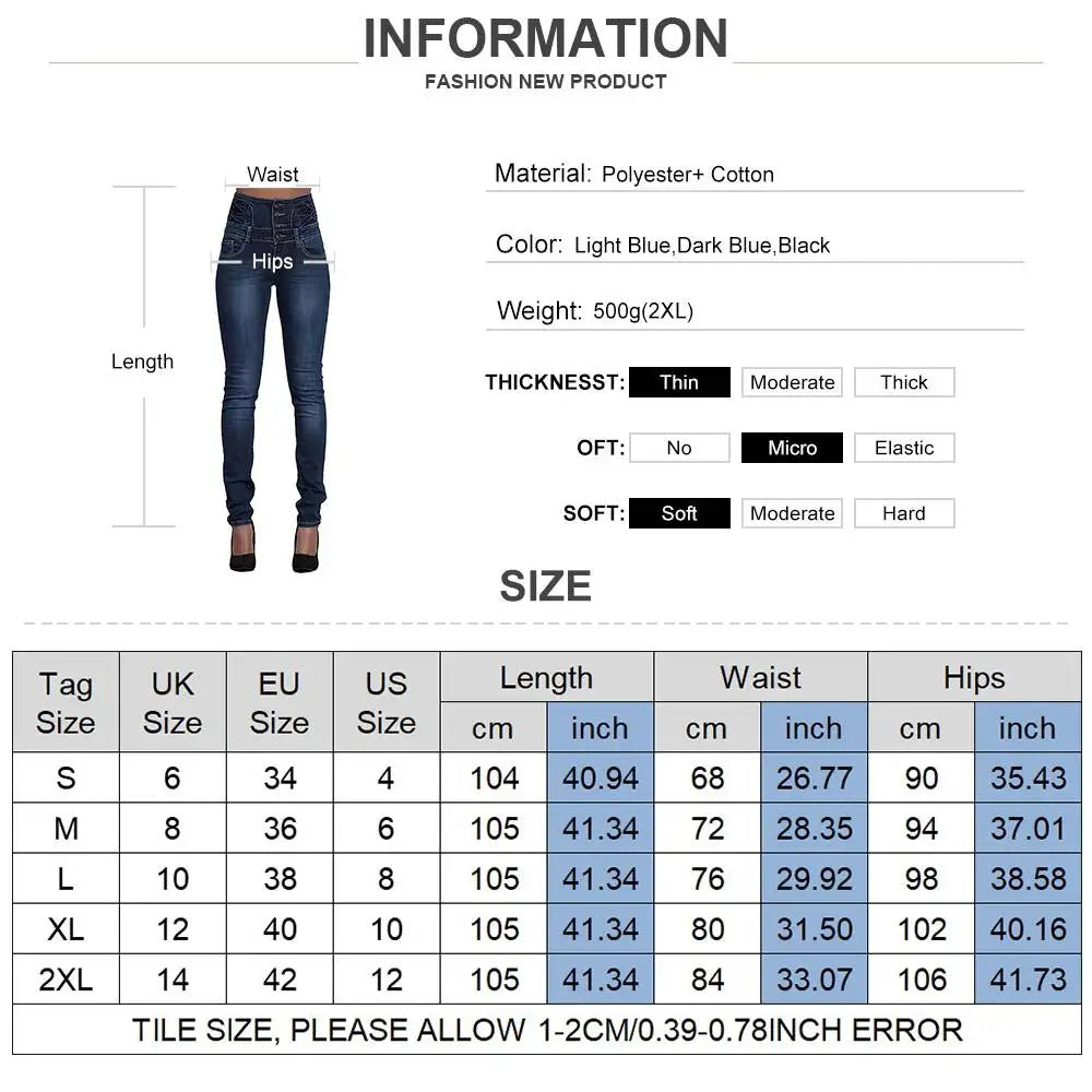 High Waist Slim Pencil Jeans 2023 Vintage Denim Pants Women