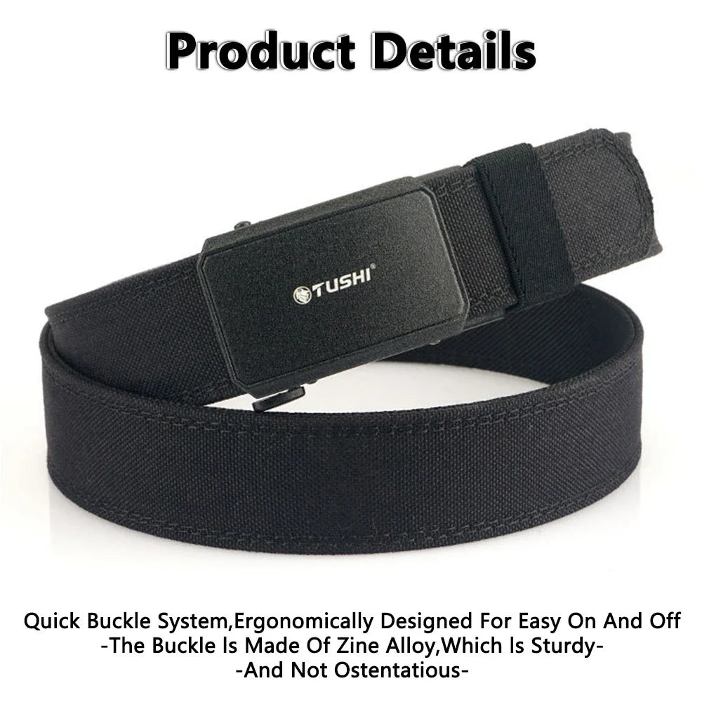 TUSHI Automatic Buckle Comfortable Nylon Military Gun Belt Outdoor Hunting Multifunctional IPSC Tactical Canvas Belt Men Belt