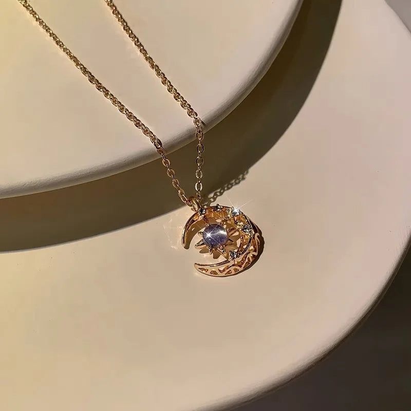 Star Moon Pendant Necklaces for Women Simple Clavicle Chain Fashion Jewelry