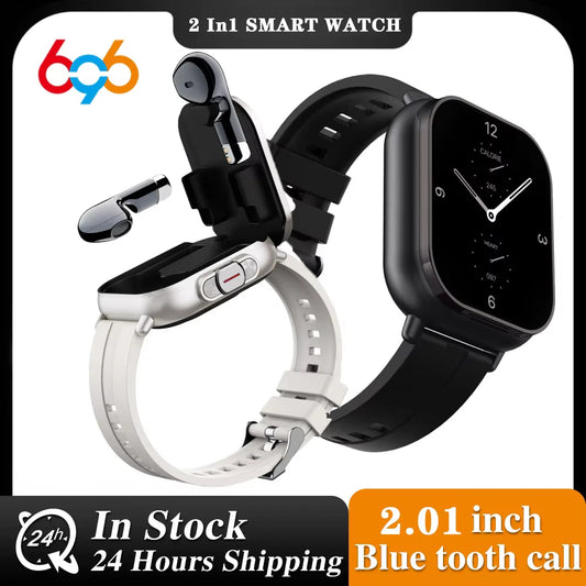 TWS Earphone Smartwatch 2.01" Headset 2 in 1 Smart Watch BT Call Blue Tooth Headphones Watches Heart Rate Sport Fitness Bracelet