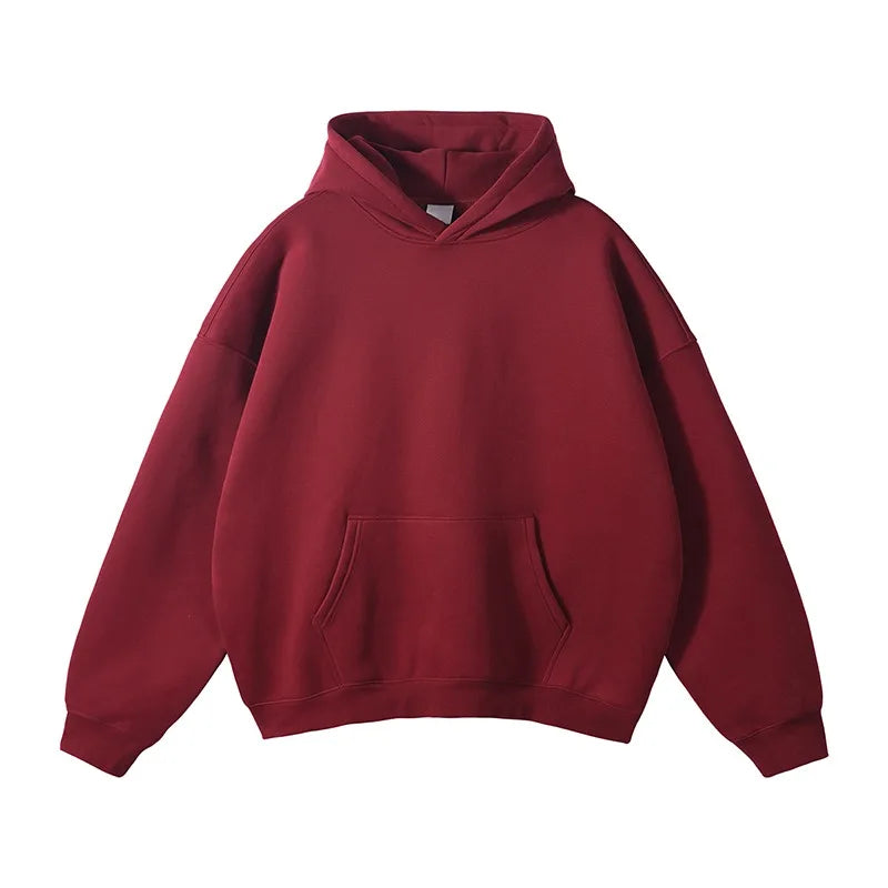 Heavy Weight Cotton Plus Velvet Hooded Sweater Men Thickened Tight Polar Fleece