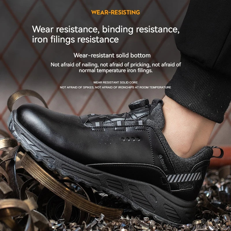 Insulation 6KV Black Leather Work Safety Shoes For Men Anti Smashing Steel Toe Cap Boots Non-slip Indestructible Male Footwear