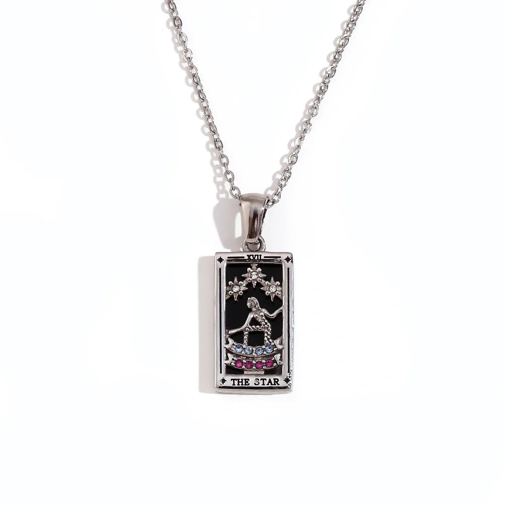 E.B.belle Original New Tarot Queen Lover Magician Moon Necklace Tarnish Free Stainless Steel Jewelry 18K Gold Plated Decoration