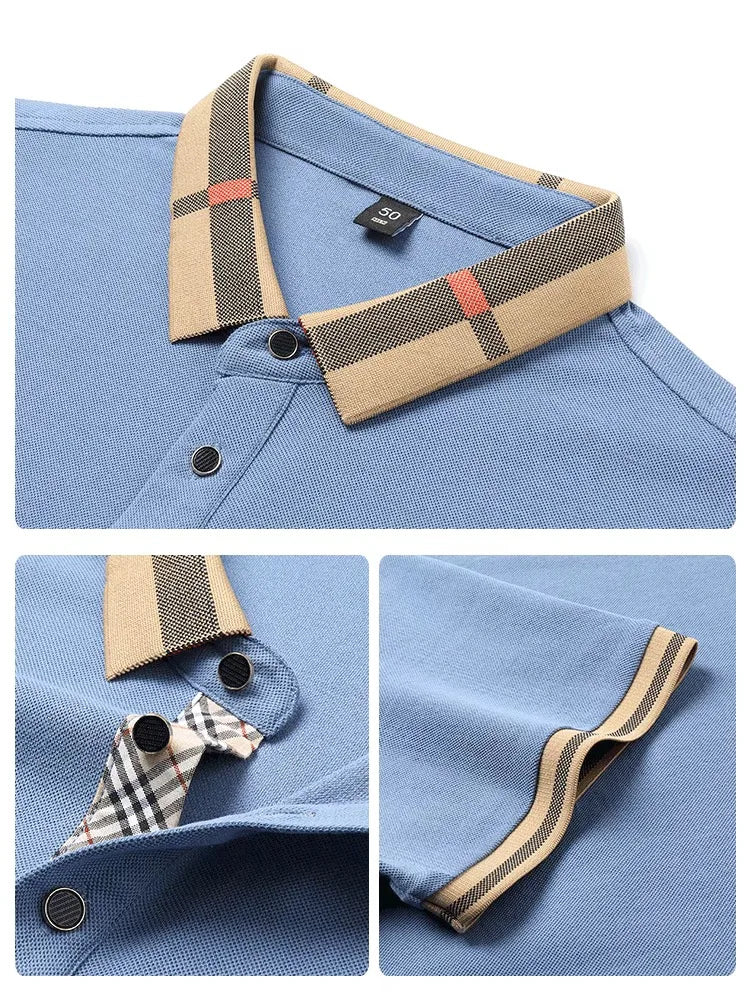 Luxury brand logo short sleeve polo shirt men summer new high-end silk cotton breathable Paul T-shirt fashion casual men's wear