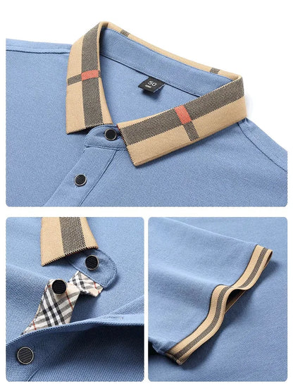 Luxury brand logo short sleeve polo shirt men summer new high-end silk cotton breathable Paul T-shirt fashion casual men's wear