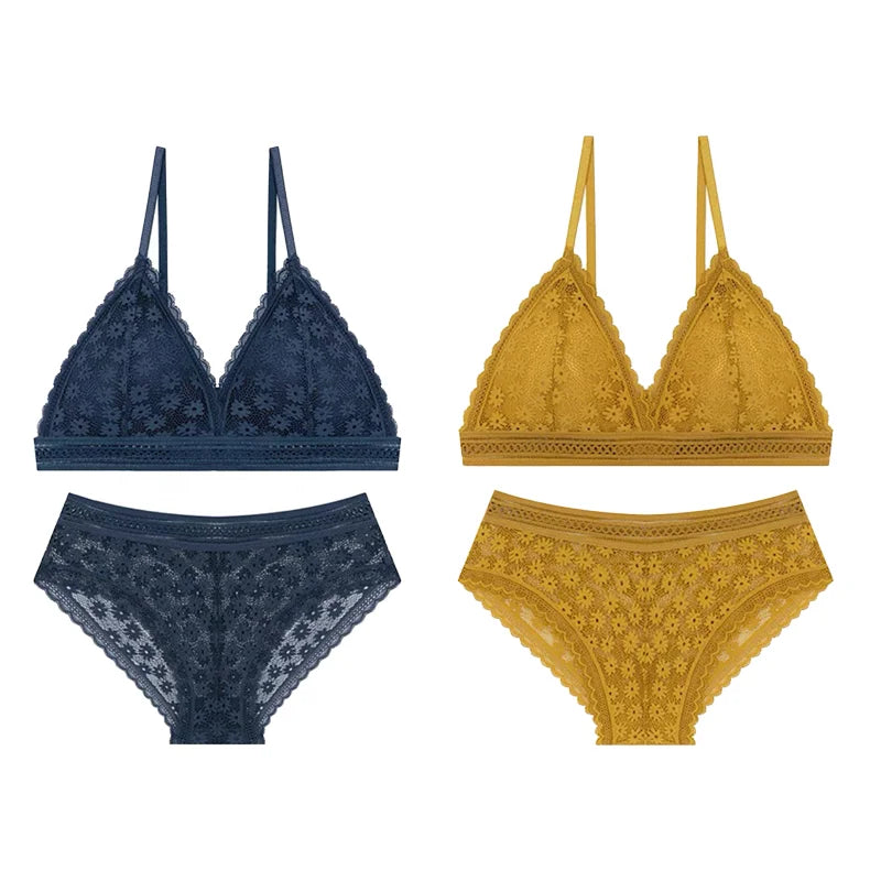 Bra and Panty Set Push Up Seamless Bras Mid Waist Briefs Underwear Sets