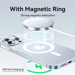 Magnetic Transparent Case For iPhone 15 14 13 Pro Max Case For Magsafe Wireless Charge Shockproof Cover Anti-fall