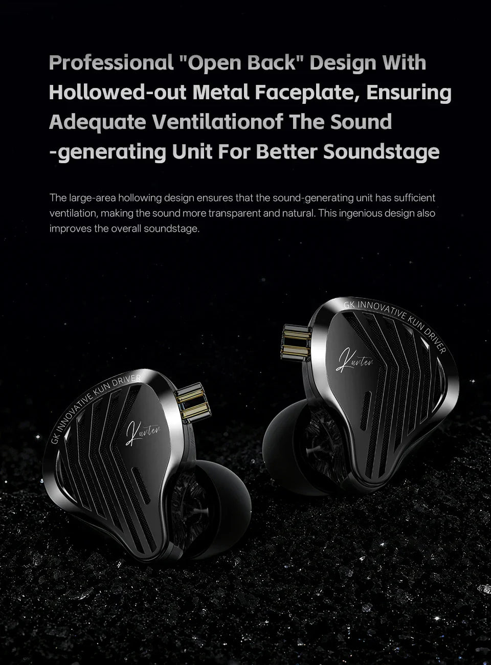 GK KUNTEN Dynamic Drive Headphones HIFI Heavy Bass Earbuds Sports Metal Headphones Detachable Headphones 2PIN KZ Zenith EDX