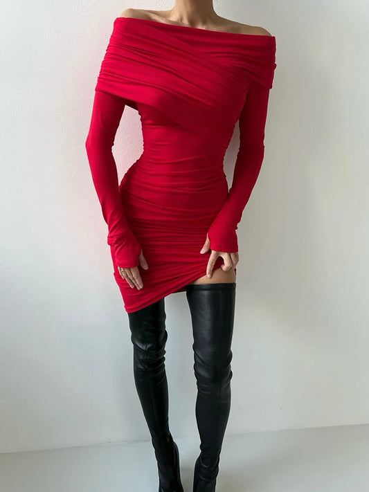 Evening Dresses: Maxi Dresses Street Wear Off Shoulder Casual  Long Sleeve