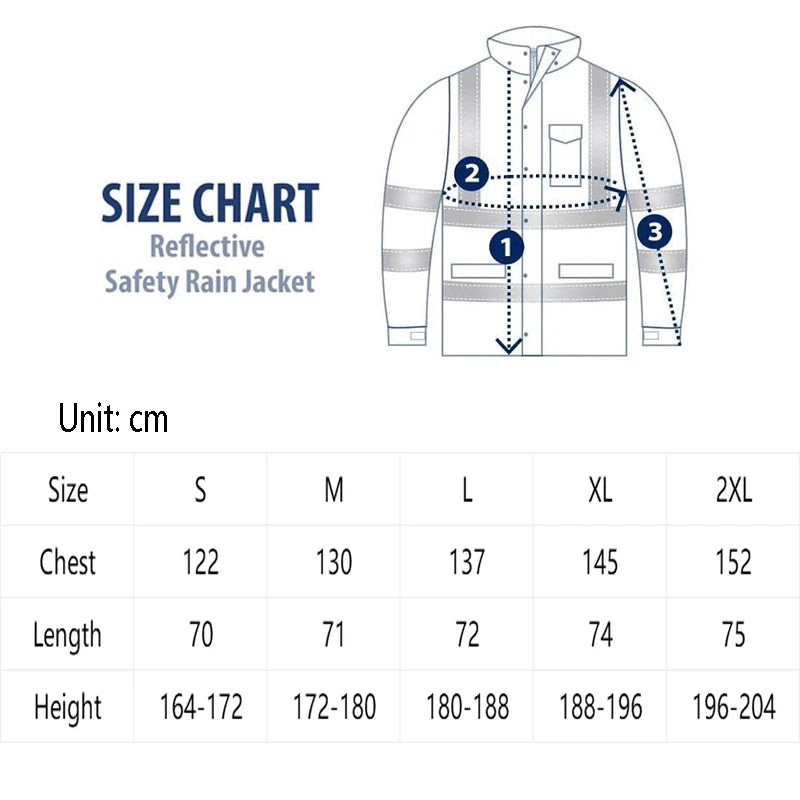 Men's High Visibility Waterproof Reflective Winter Warm Safety Jacket Rain Jacket
