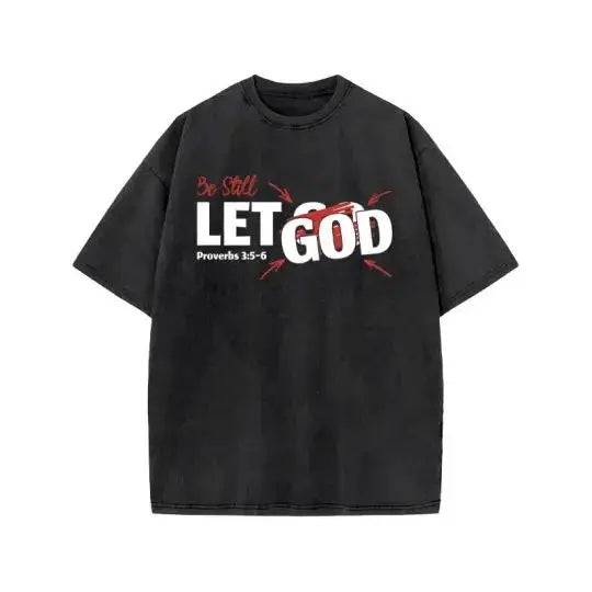 Men's T-shirt Jesus washed short-sleeved oversize T-shirt streetwear printed retro T-shirt suitable for both men and women