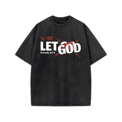 Men's T-shirt Jesus washed short-sleeved oversize T-shirt streetwear printed retro T-shirt suitable for both men and women