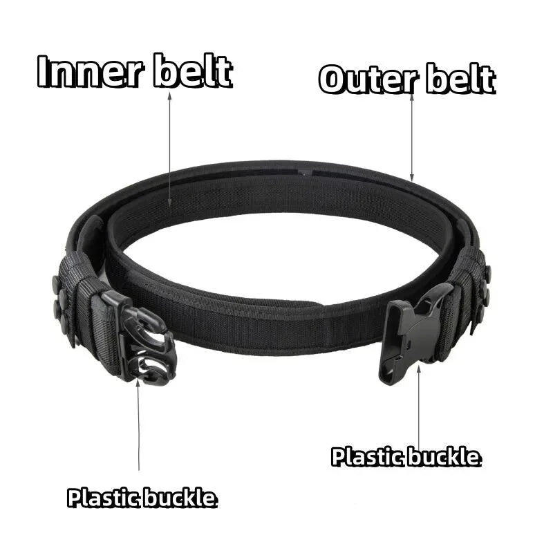 2 in 1 Tactical Belt Quick Release  Buckle MOLLE  Mens Belts width 5CM