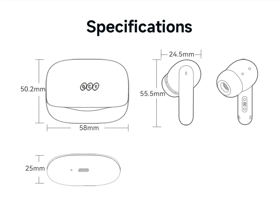 QCY Melobuds N50 ANC Bluetooth 5.4 Wireless Earphones Active Noise Cancellation 6 Mics Clear Call Earbuds Multipoint Connection