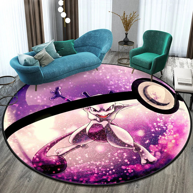 Pokémon Cartoon HD Printed Round Carpet for Living Room Rugs Camping Picnic Mats