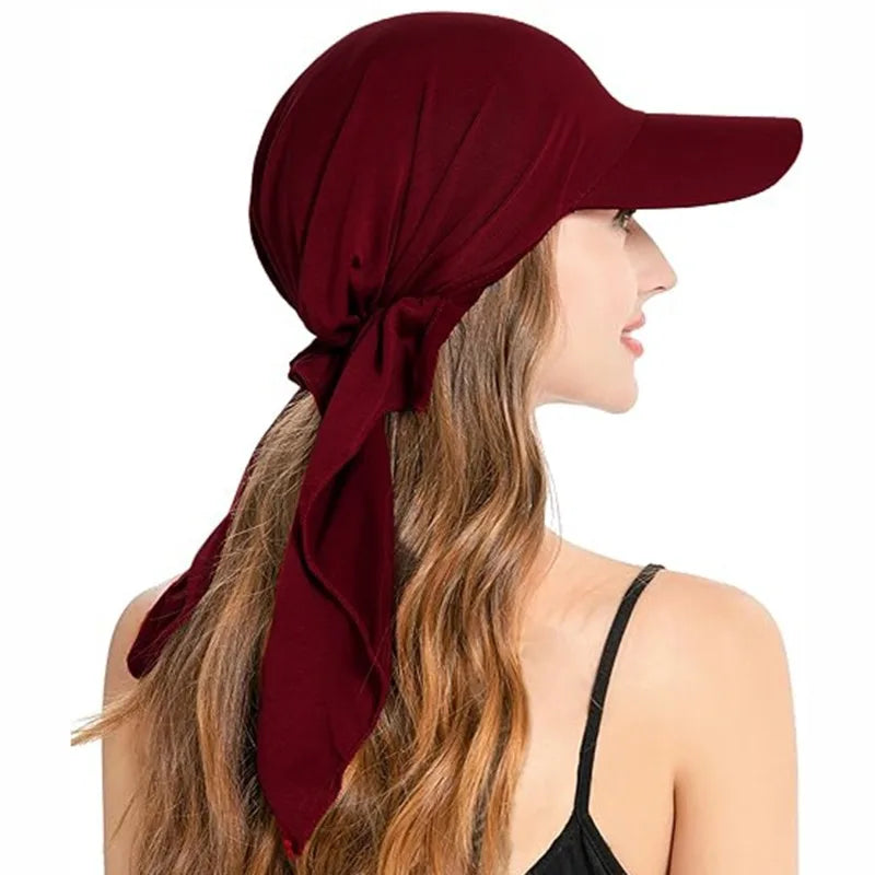 Solid Color Baseball Caps Turban Shawl Design Women Muslim Low Profile Fitted Hat Summer Soft Breathable Headscarf Hijabs