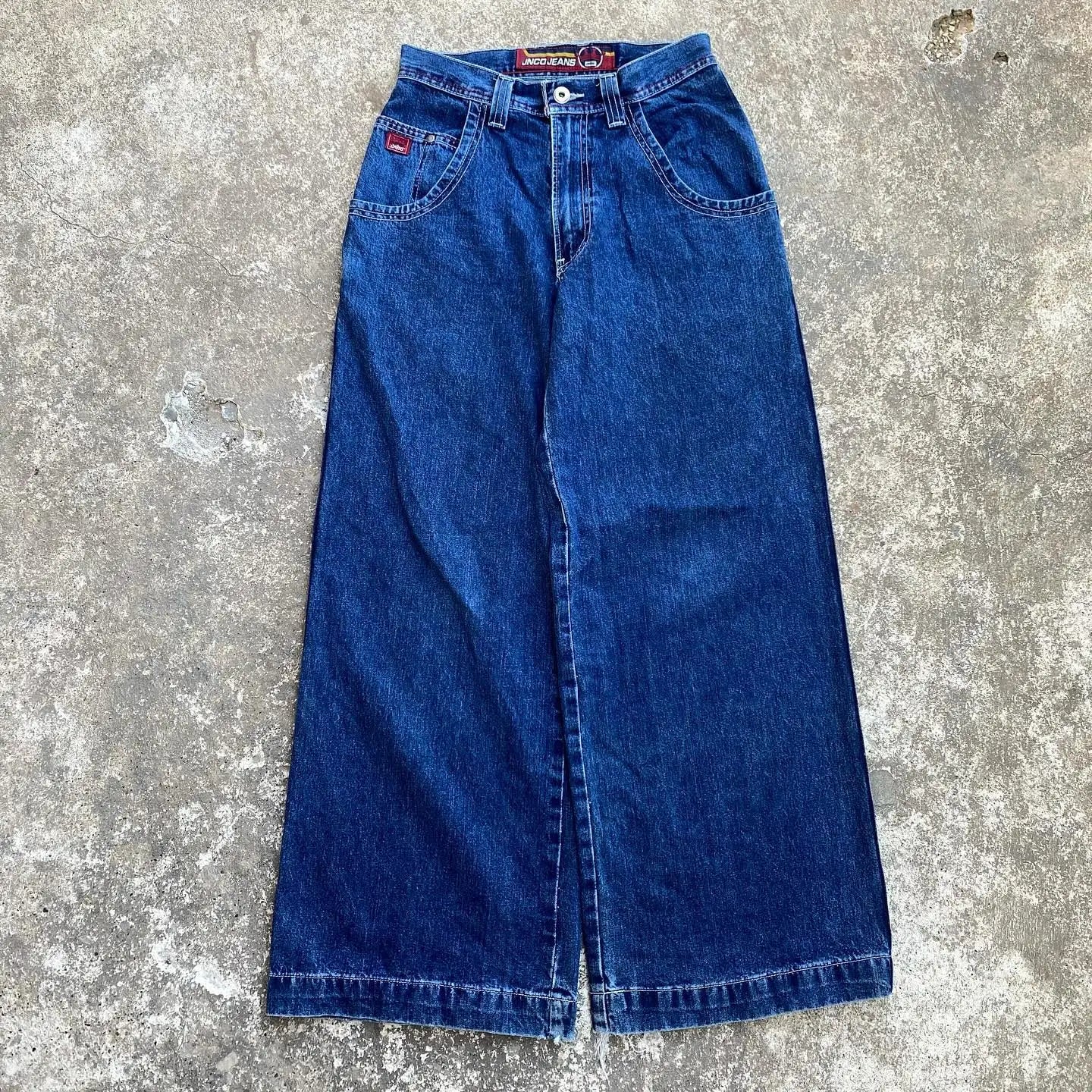 Blue Baggy Jeans: Y2k Streetwear Hip Hop Wide Leg Denim