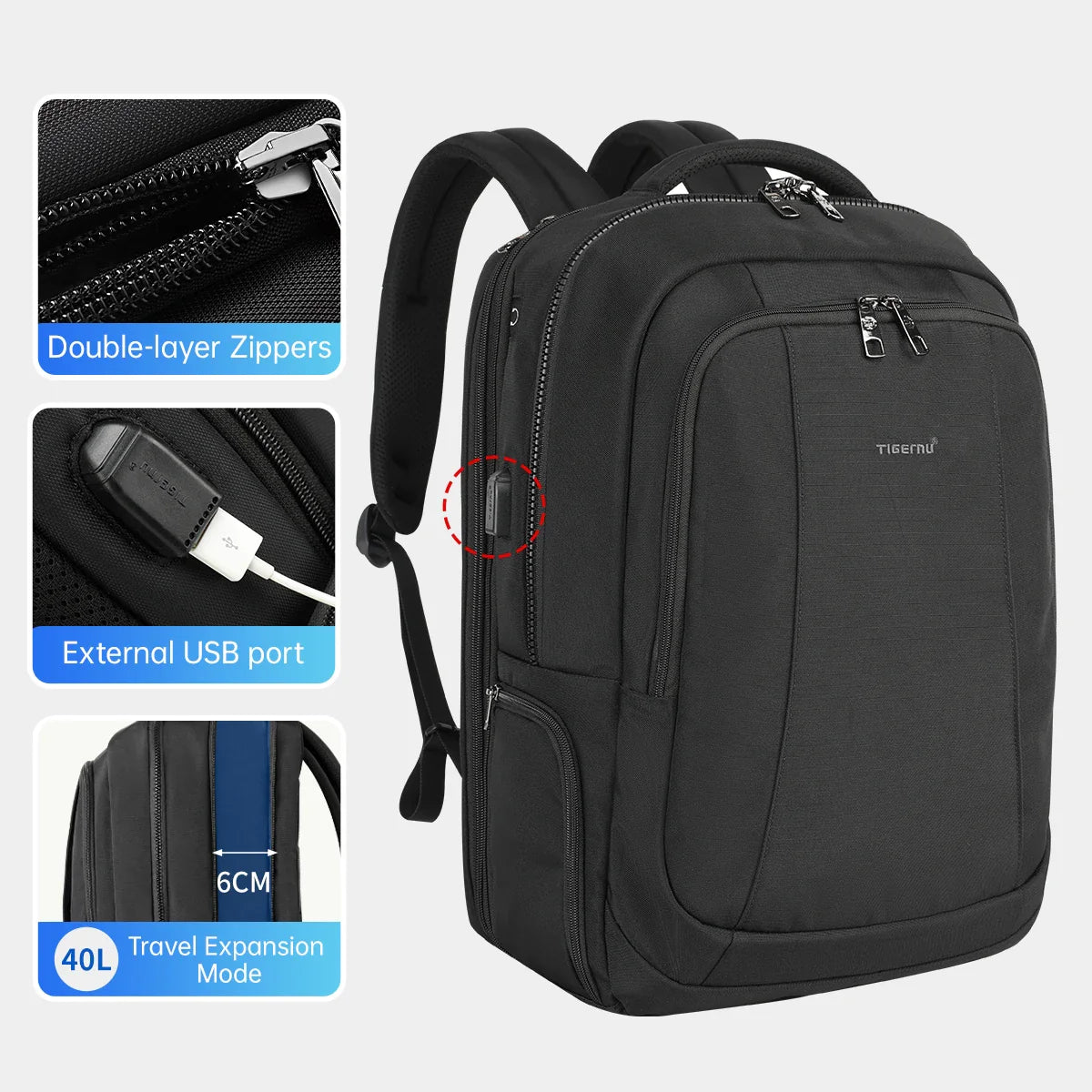 Tigernu Travel Backpacks Vacuum Backpack 14 15.6 17.3inch Laptop Backpack For School Backpack Men Schoolbag Compression Backpack
