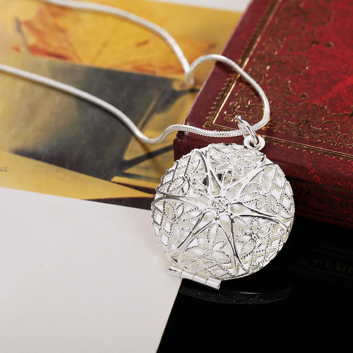 New Arrive 40-75cm 925 Sterling Silver seashell Photo open Frame Necklace Snake Chain For Woman Man Wedding Jewelry wholesale