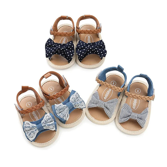 Baby Girls Sandals Canvas Bowknot Baby Girls Shoes Infant Bowknot Toddler