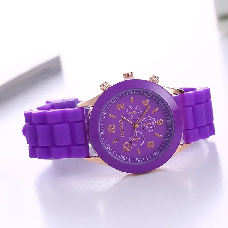 Famous Brand Geneva Ladies Fashion Watch Male and Female Student Silicone Quartz WristWatch Clock Wholesale Relogio Feminino