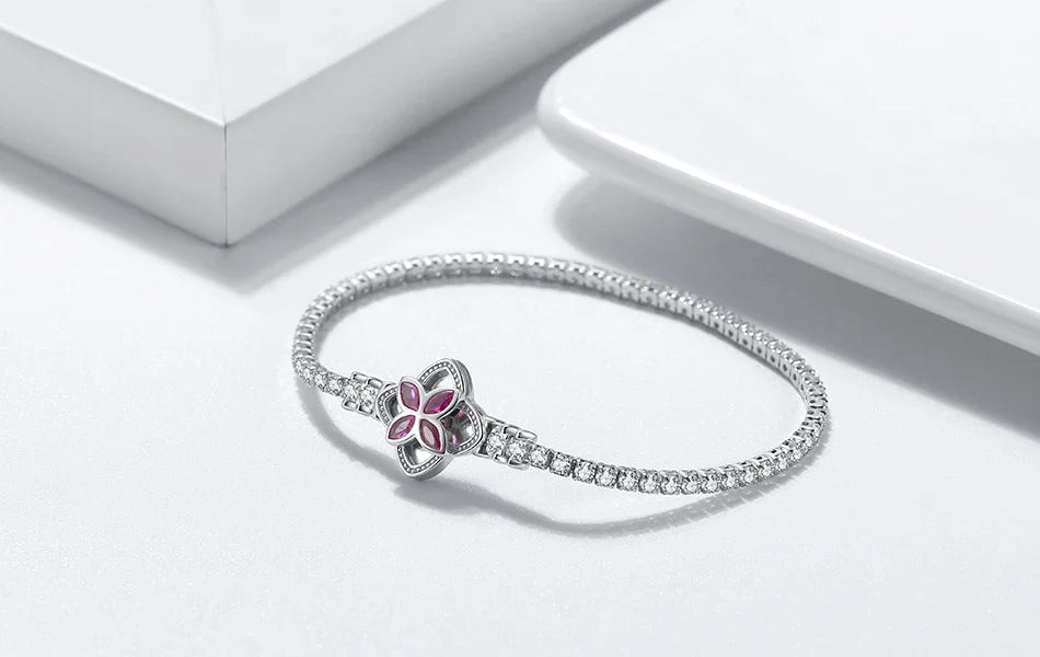 ORSA JEWELS Authentic 925 Sterling Silver Tennis Chain Bracelet Moulding Process Hanmade High-end Hand Chain for Man Woman SB128