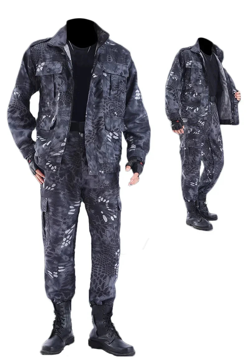 Labor Insurance Cloth Uniform Men's Soft Tracksuit Outdoor Suit Designer Clothes Black Python Pattern Wear-resistant Overalls