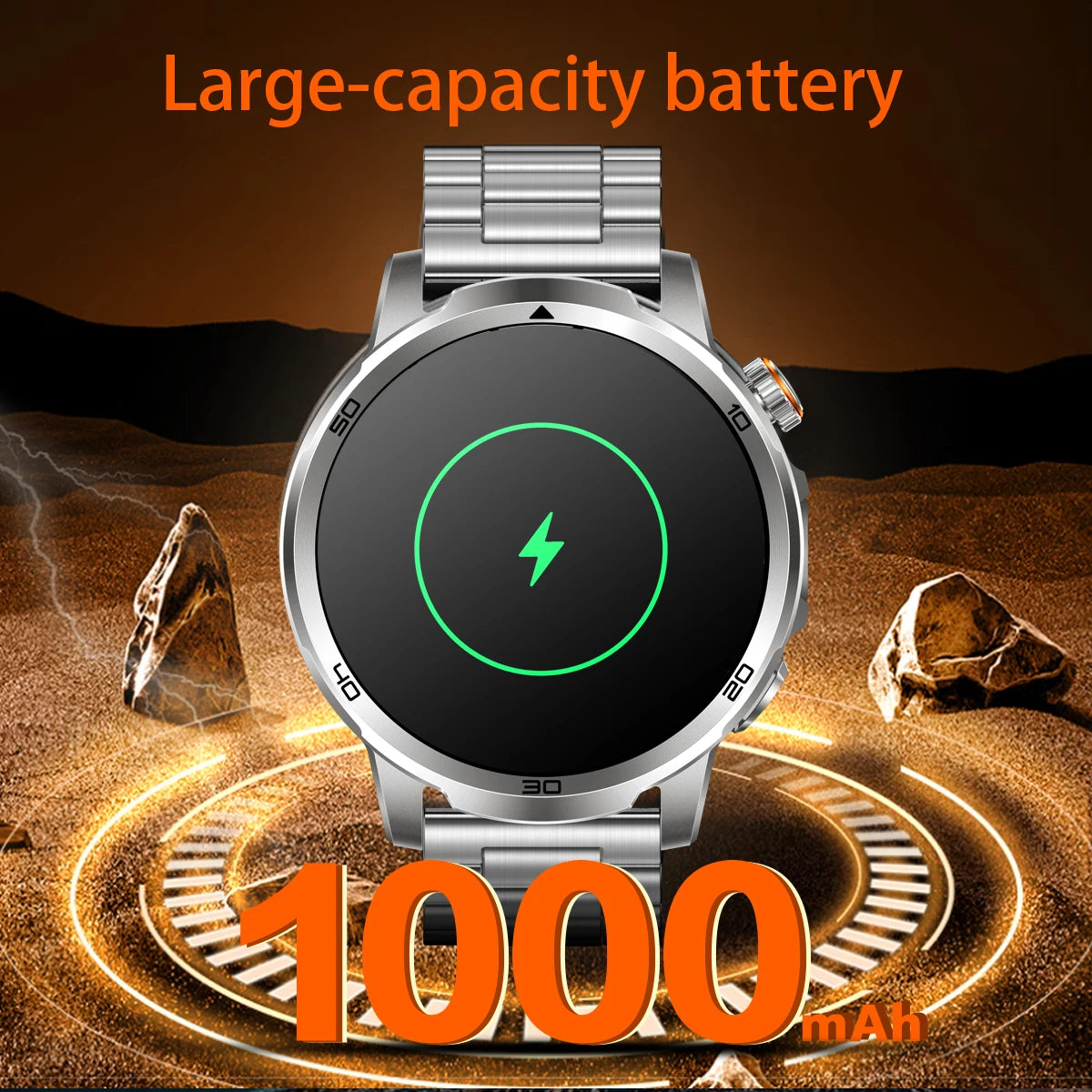 1000mAh Super Large Battery Military Smart Watch BT Call LED Flashlight SOS Alarm 5ATM Waterproof Outdoor Tactical Watches Men
