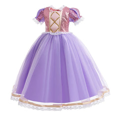 Sequined Princess Party Ball Gown for Girls Festival Halloween Cosplay Tangled