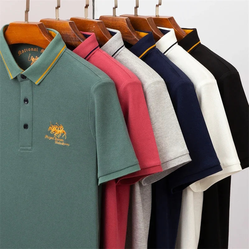 Men's Embroidered Casual Fashion Short Sleeved POLO Shirt Summer Comfortable Top