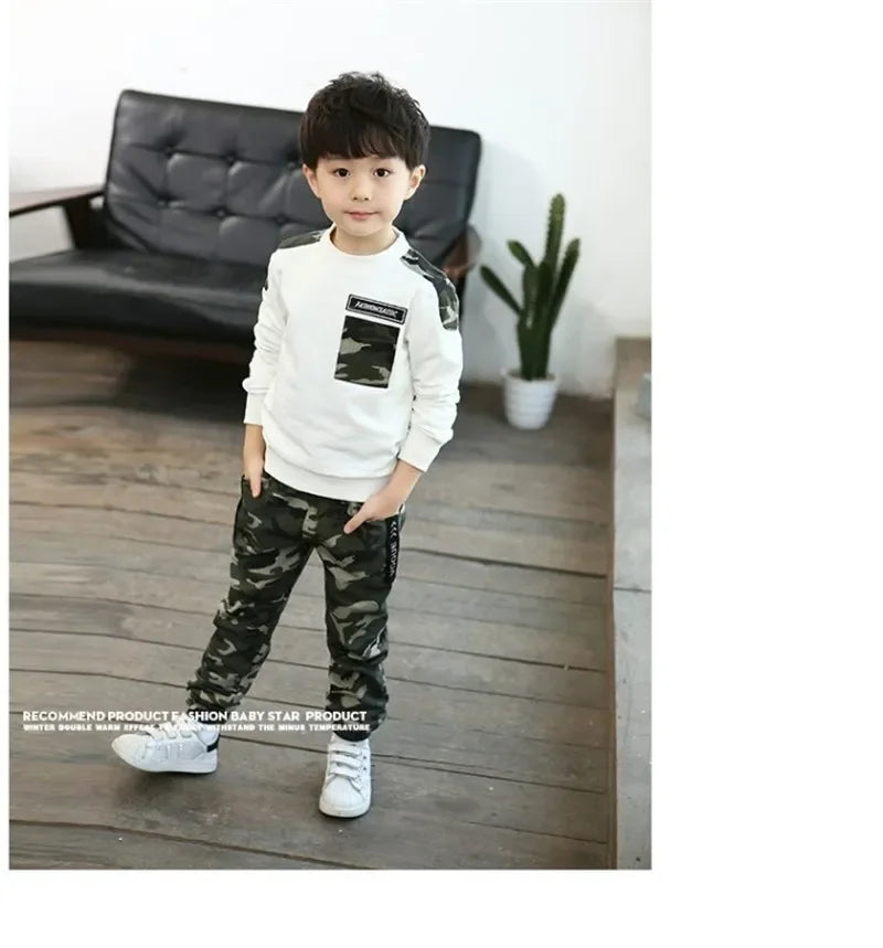Kids Sport Clothing Sets Boys Tracksuit Autumn Camouflage Children Tops Pants 2Pcs Kit Outfit Teenager Boys Camouflage Tracksuit