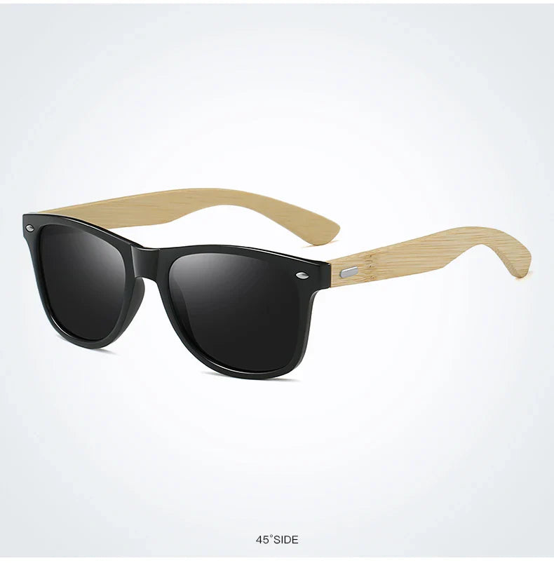 Fashion Bamboo Wood Vintage Square Sunglasses Men Women Luxury Brand Designer Sun Glasses Wooden Driving Fishing Eyewear
