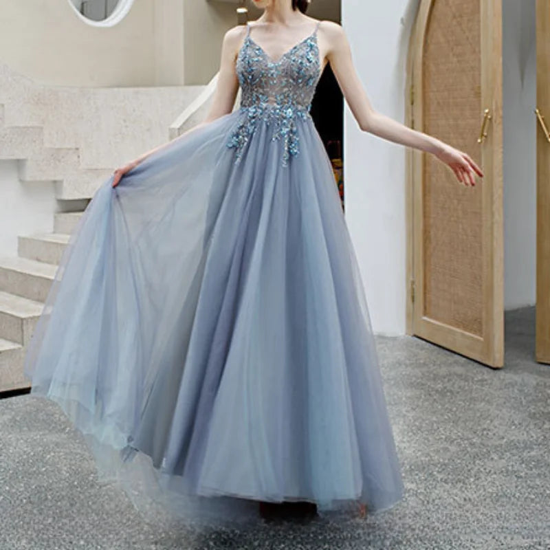 Homecoming Dresses: V Neck Long Evening Dress Lady Girl Women Prom Dress