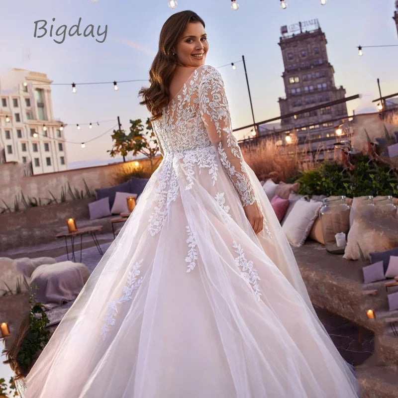 White Bridesmaid Dresses: Wedding Dresses Plus Size Lace Long Sleeve Women