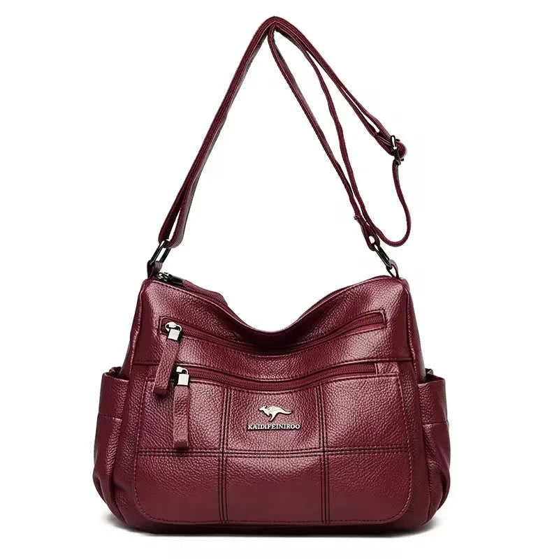 Brand Leather 3 Layers Alligator Crossbody Bag for Women Female Shoulder