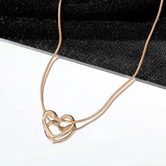 Hollow Love Heart Pendant Necklace for Women Fashion Creative Geometric