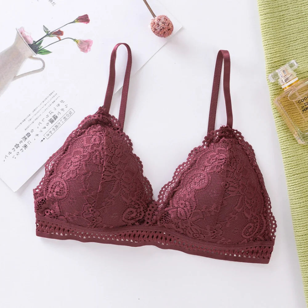 French Beautiful Back Bra Women'S Thin Lace Beautiful Back Bra No Steel Ring Sling