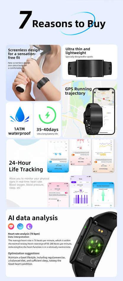 LIGE No Screen Smart Watch Men's Sports Outdoors Fitness Heart Rate Monitor 1ATM Waterproof New Smartwatch For Andrio IOS 2025