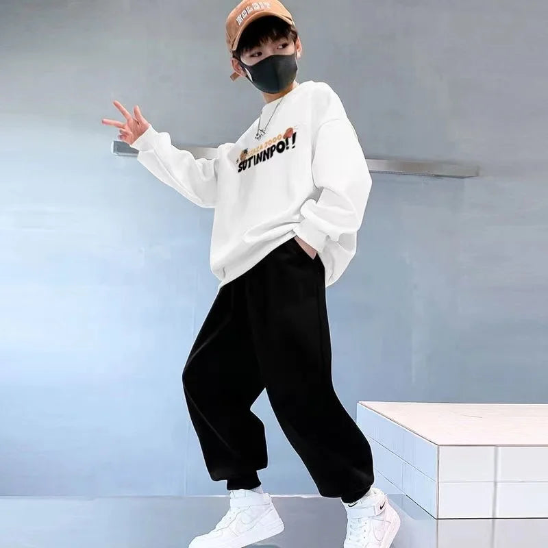 Spring Baby Girls Clothes Set Kid Boy Cartoon Printed Sweatshirts Pullover Top And Pants 2 PIeces Suit Children Tracksuits
