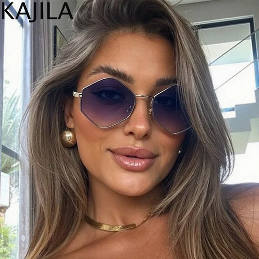 Small Frame Hexagon Punk Sunglasses Women 2026 Luxury Brand Vintage Retro Polygon Sun Glasses For Ladies UV400 Protection Shades